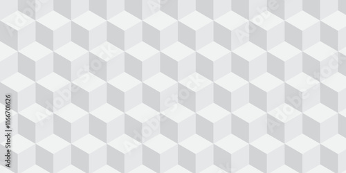 White geometric cube creative concept triangle overlap square technology background. digital cubes fabric and wallpaper grid block texture background.	
