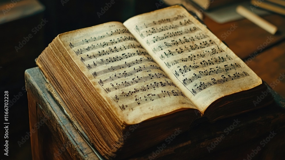 Fototapeta premium Old Book on Wooden Table