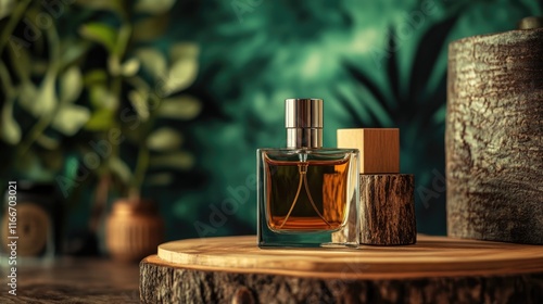 Perfume on Wooden Table