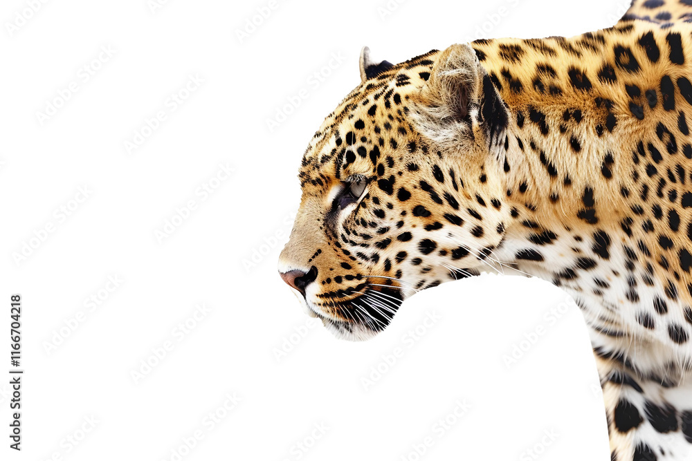 Obraz premium Fierce Leopard in Full Stature with Spots Isolated on Transparent Background