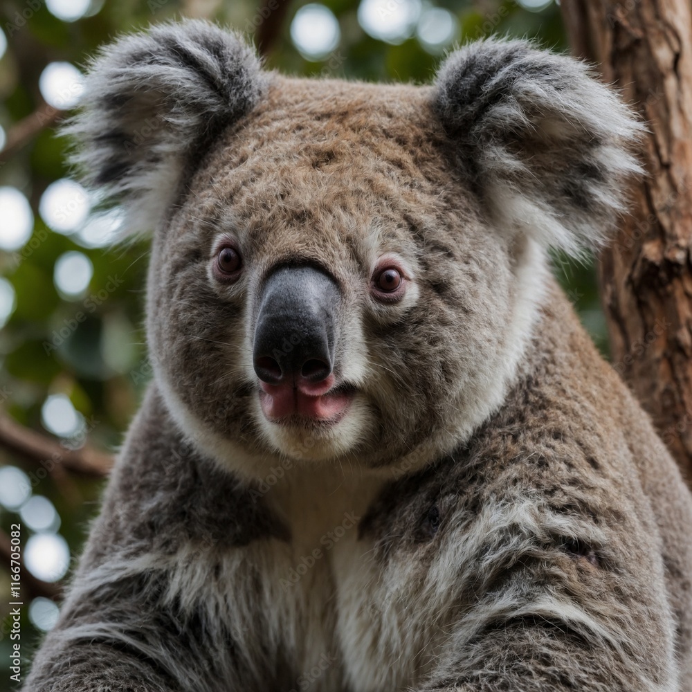 Fototapeta premium Focus on a koala’s sleepy expression.