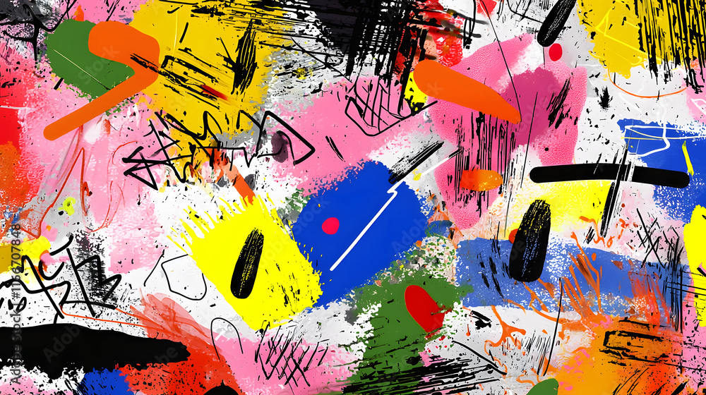 Fototapeta premium vibrant abstract design featuring bold colors and dynamic brush strokes, creating energetic and expressive visual experience