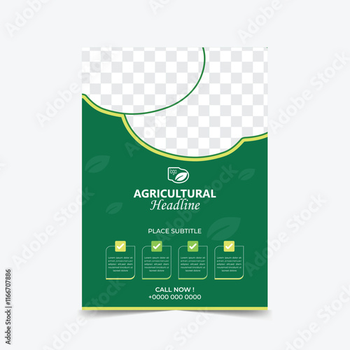 Agricultural business flyer template, magazine, cover, poster design. A4 size, Vector illustration