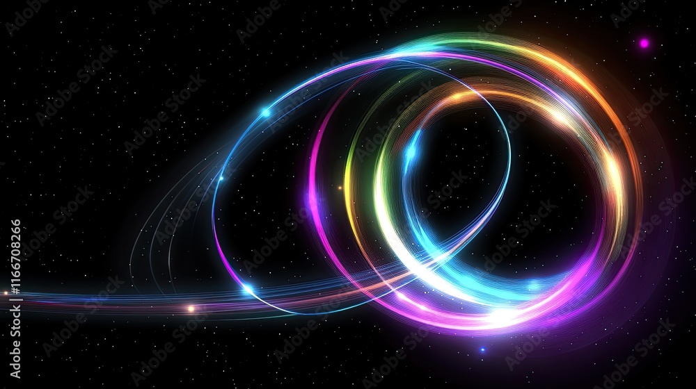 Glowing digital energy arcs connecting neural AI nodes floating in a cosmic black void. Minimalistic design. Glowing digital energy arcs connecting neural AI nodes floating in a cosmic black void. Minimalistic design.