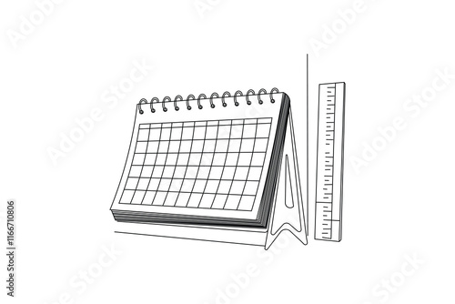 continuous calendar Single line drawing countdown, memorial day Table calendar and event day outline vector