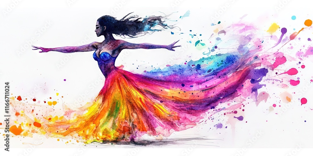 Fototapeta premium watercolor belly dancer