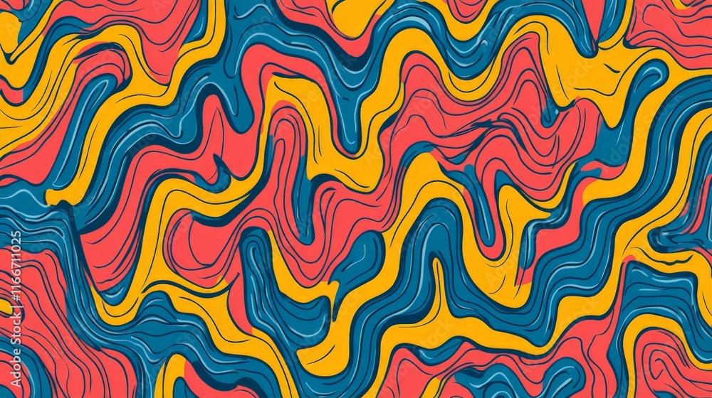 Wavy Lines in Vivid Colors on Neutral Background Wavy Lines in Vivid Colors on Neutral Background