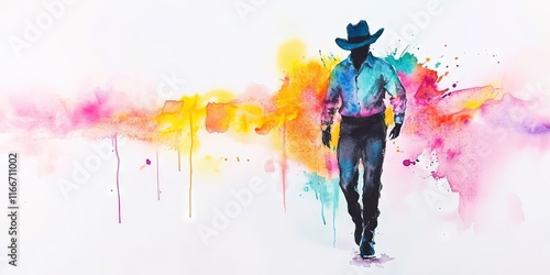 watercolor country line dancer