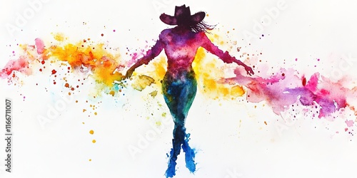 watercolor country line dancer