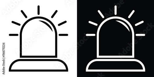 siren icon Group symbol or sign vector. Siren Icon. Alarm siren vector icon set. Emergency siren ambulance or police, outline symbol. Simple line icon of a flashing siren light. Design eps 10