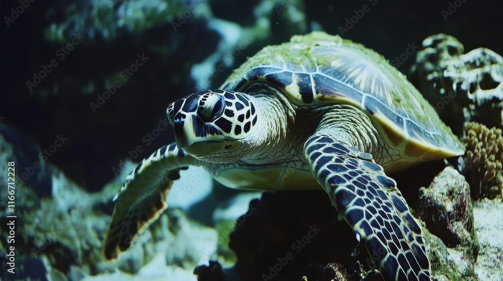 Obraz premium Sea Turtle Captured with Natural Soft Light Detail