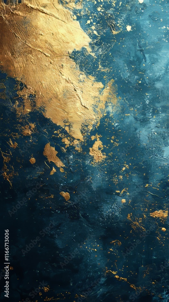 Obraz premium Grainy golden cyan gradient background, shimmering textures texture, web banner, retro-inspired, Generative AI