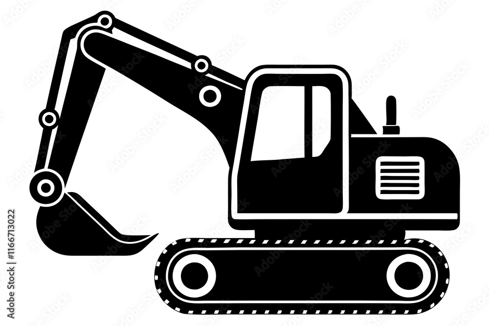 excavator silhouette vector illustration isolated on a white background excavator silhouette vector illustration isolated on a white background