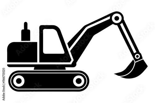 excavator silhouette vector illustration isolated on a white background