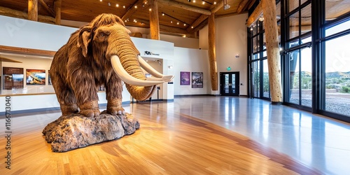 wooly mammoth display in museum  photo