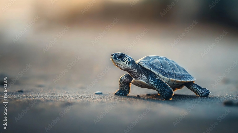 Fototapeta premium shot of a turtle on a beach, wildlife photography