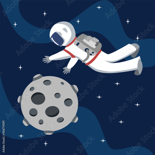 Space travel illustration. Astronaut travel space. Space exploration.