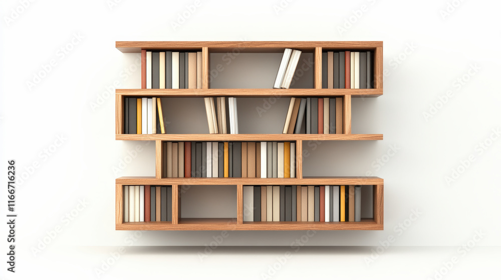 Modern wooden bookshelf design showcasing organized books. Elegant storage solution for home decor and interior design inspiration. Modern wooden bookshelf design showcasing organized books. Elegant storage solution for home decor and interior design inspiration.