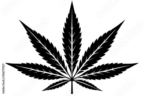 Marijuana leaf silhouette vector, Marijuana cannabis hemp leaf icon 