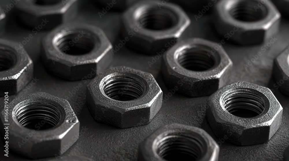 Detailed Arrangement of Nuts and Bolts on a Textured Surface Detailed Arrangement of Nuts and Bolts on a Textured Surface