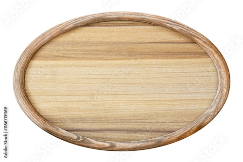 wooden elliptic shape board isolated on white