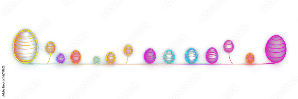 Fototapeta premium PNG Easter eggs border light night line.