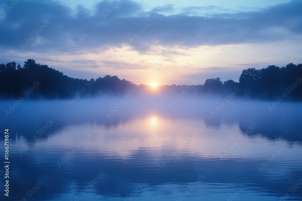 Fototapeta premium Sunset over calm lake