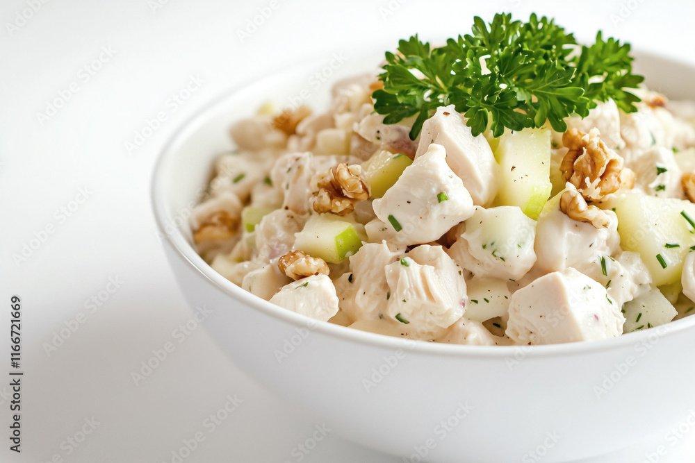 Classic chicken salad with apples, walnuts, and parsley Classic chicken salad with apples, walnuts, and parsley