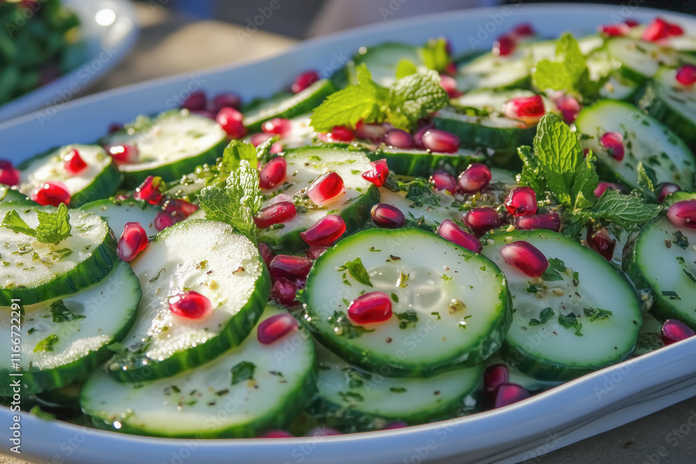 Cucumber salad with pomegranate seeds and mint Cucumber salad with pomegranate seeds and mint