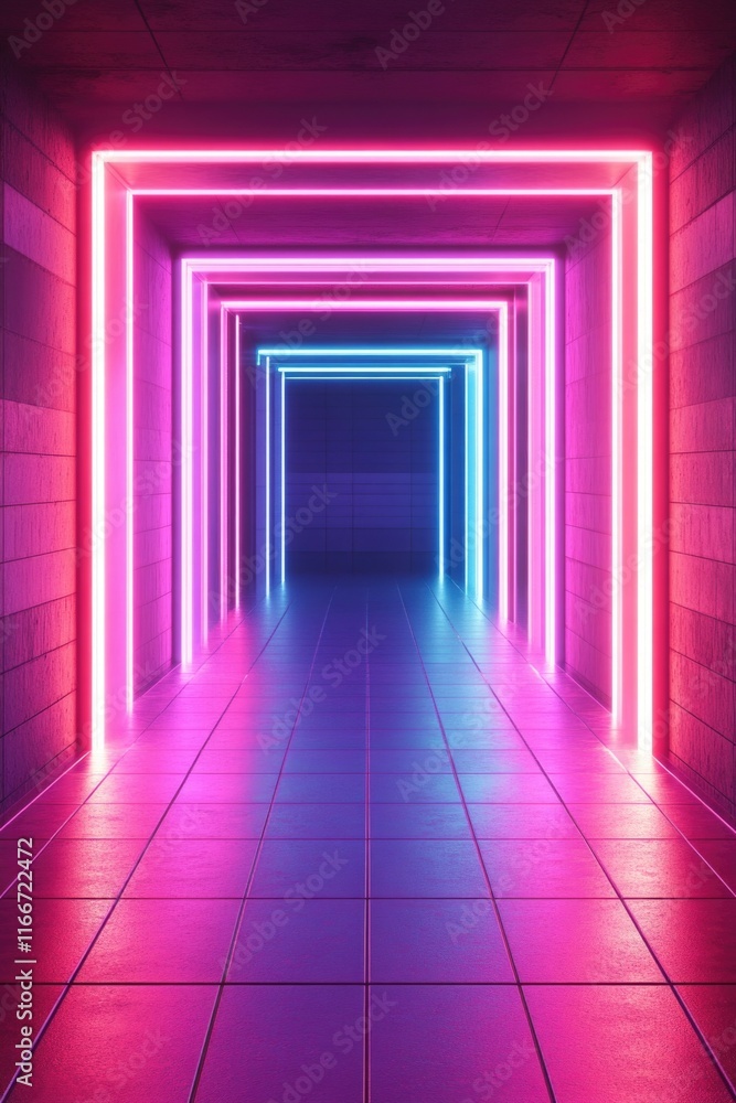 Fototapeta premium Neon Lit Hallway