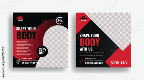 Online Gym and Fitness trainer, personal trainer, yoga, training, Workout social media post banner or editable square flyer or poster and web banner, ads design