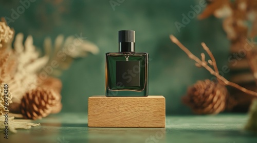 Perfume on Wooden Block