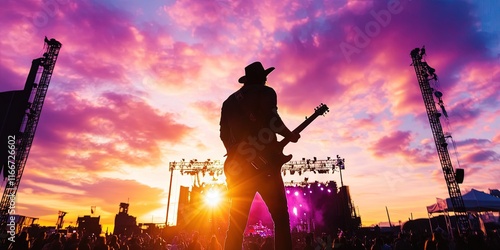 cowboy musical artist performing at country music festival photo