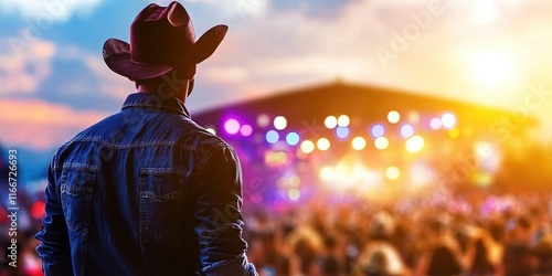 cowboy musical artist performing at country music festival photo