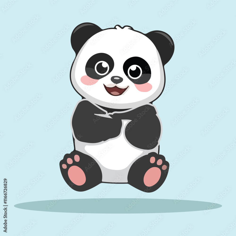 Adorable Cartoon Panda Expressing Joy Adorable Cartoon Panda Expressing Joy