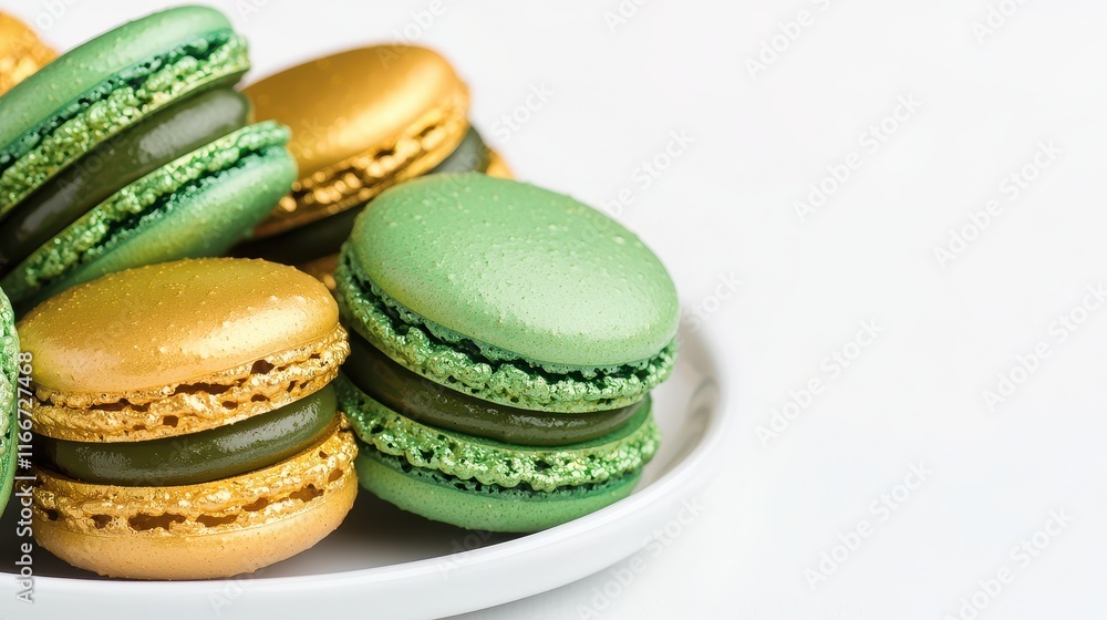 Delicious St. Patrick's Day Macarons in Vibrant Green and Gold Shades for Festive Celebrations Delicious St. Patrick's Day Macarons in Vibrant Green and Gold Shades for Festive Celebrations
