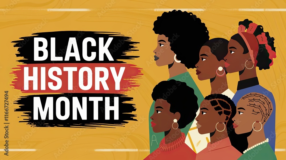 Celebrating Black History Month with diverse illustrated portraits. Celebrating Black History Month with diverse illustrated portraits.