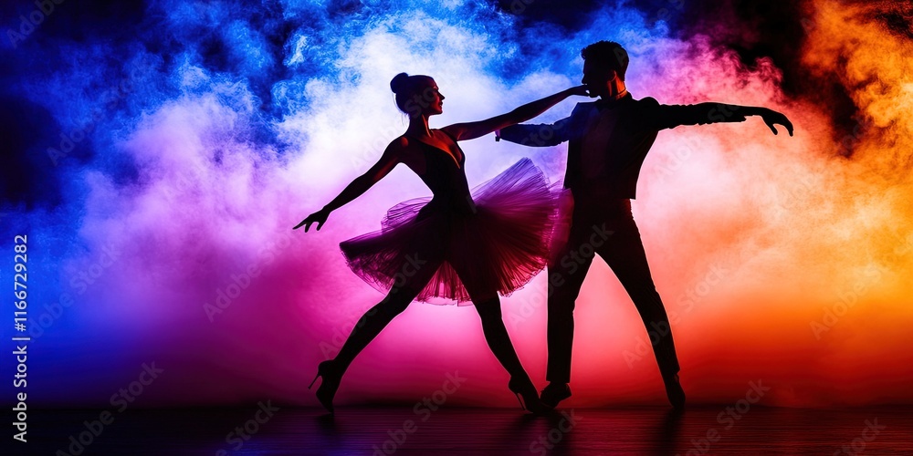 ballroom dancers - man and woman couple in formal dancing outfits ballroom dancers - man and woman couple in formal dancing outfits