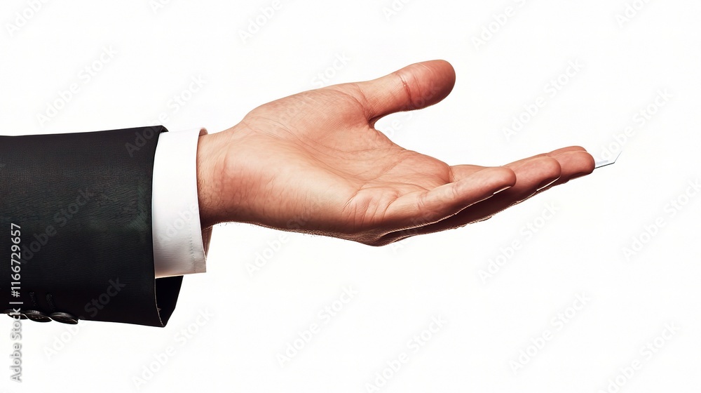 Business Hand Holding Card Isolated on White Background Business Hand Holding Card Isolated on White Background