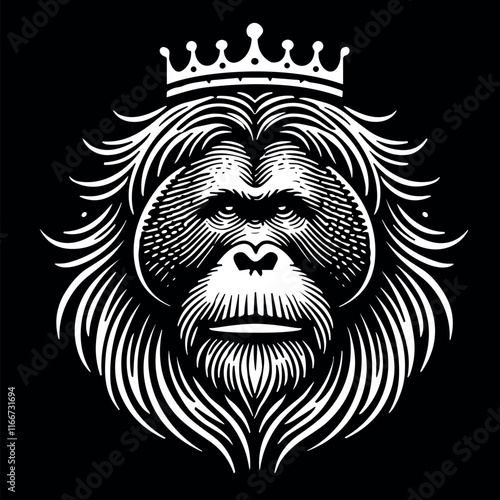 Orangutan vector black silhouette cricut design for T-shirt photo