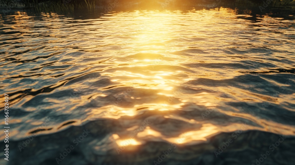 Golden Hour Water Reflection: A Serene Sunset Golden Hour Water Reflection: A Serene Sunset