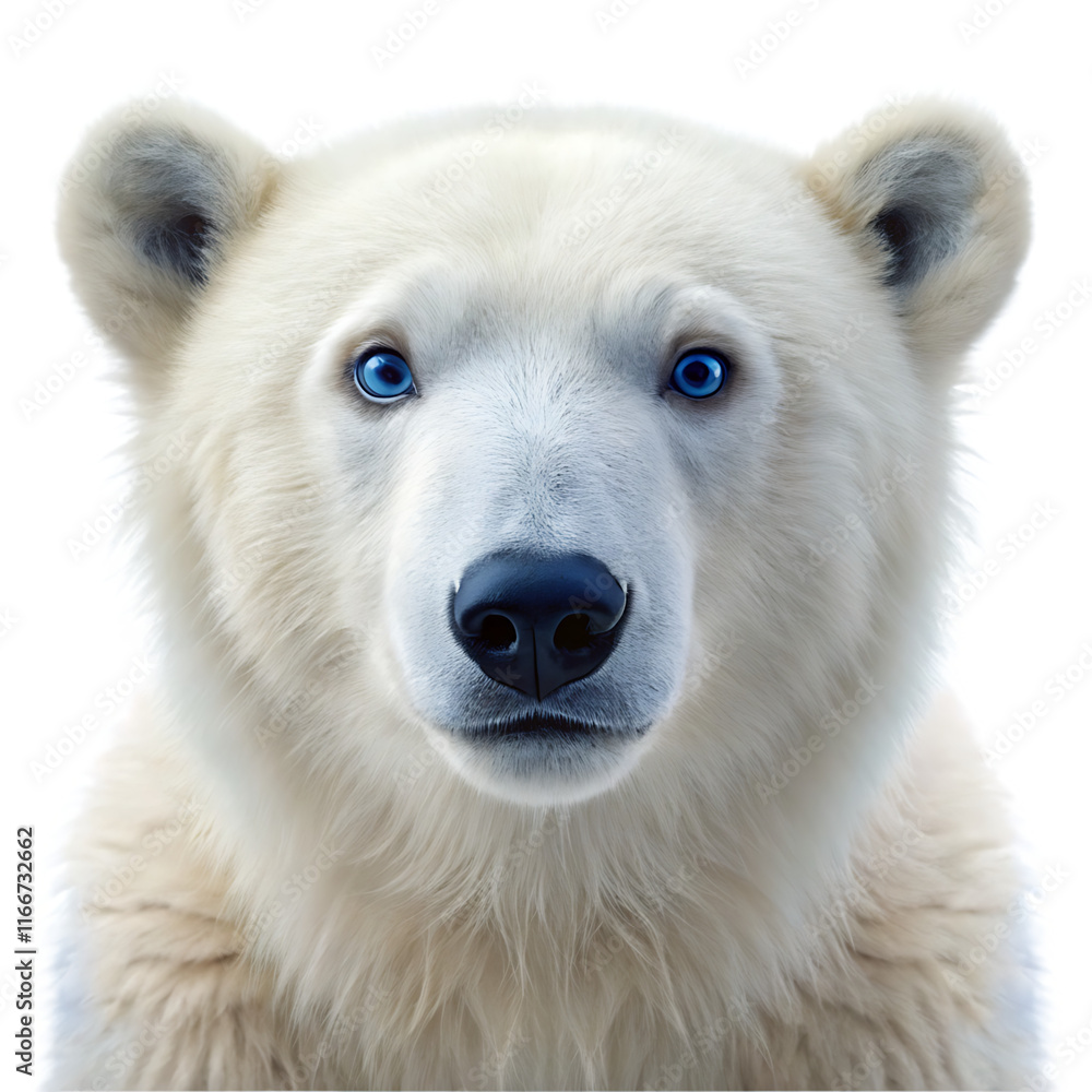 White Polar Bear with blue eyes isolated on white background as transparent. PNG. AI GENERATED White Polar Bear with blue eyes isolated on white background as transparent. PNG. AI GENERATED