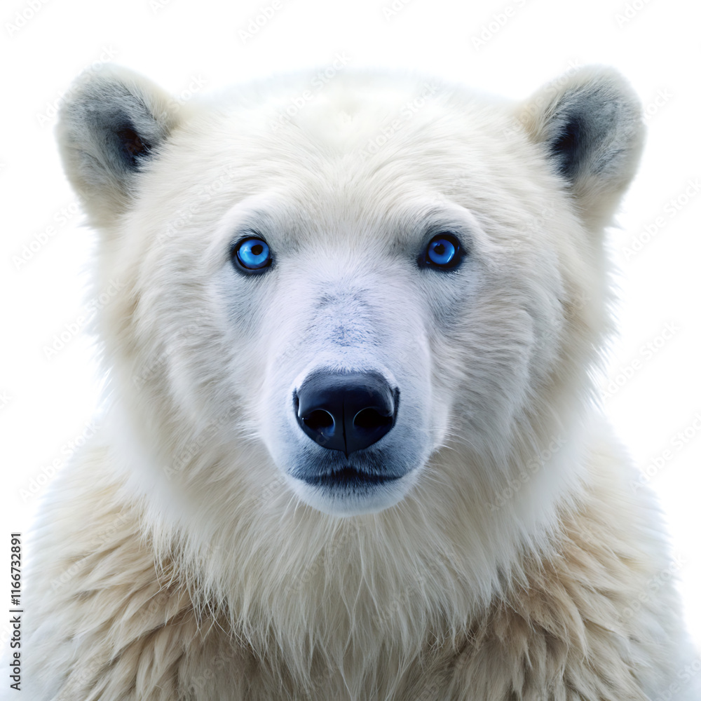White Polar Bear with blue eyes isolated on white background as transparent. PNG. AI GENERATED White Polar Bear with blue eyes isolated on white background as transparent. PNG. AI GENERATED