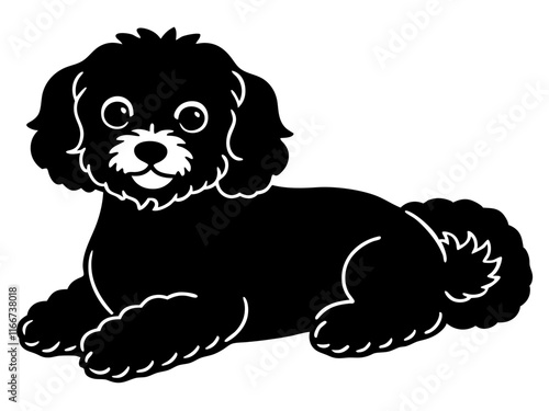 bichon frise Dog black silhouette vector, Simple silhouette Design vector icon with white background