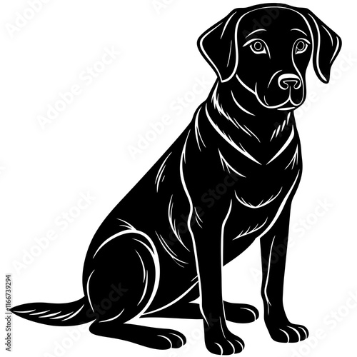  labrador retriever Dog black silhouette vector, Simple silhouette Design vector icon with white background