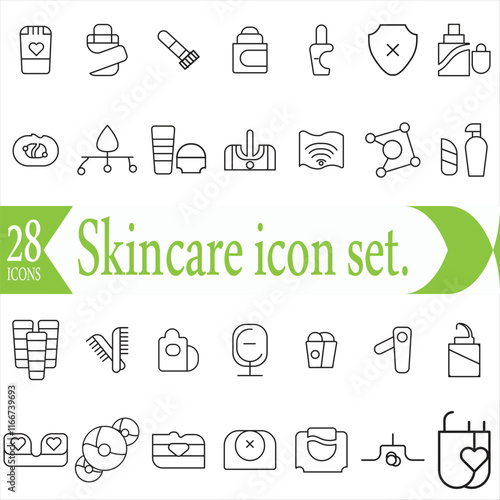 Skin care icon set. Wellness and body spa anti-aging, pore tightening, cosmetology, spa treatments, massage, hyaluronic acid, serum, line icon collection. Cosmetics services and Spa line icons vector