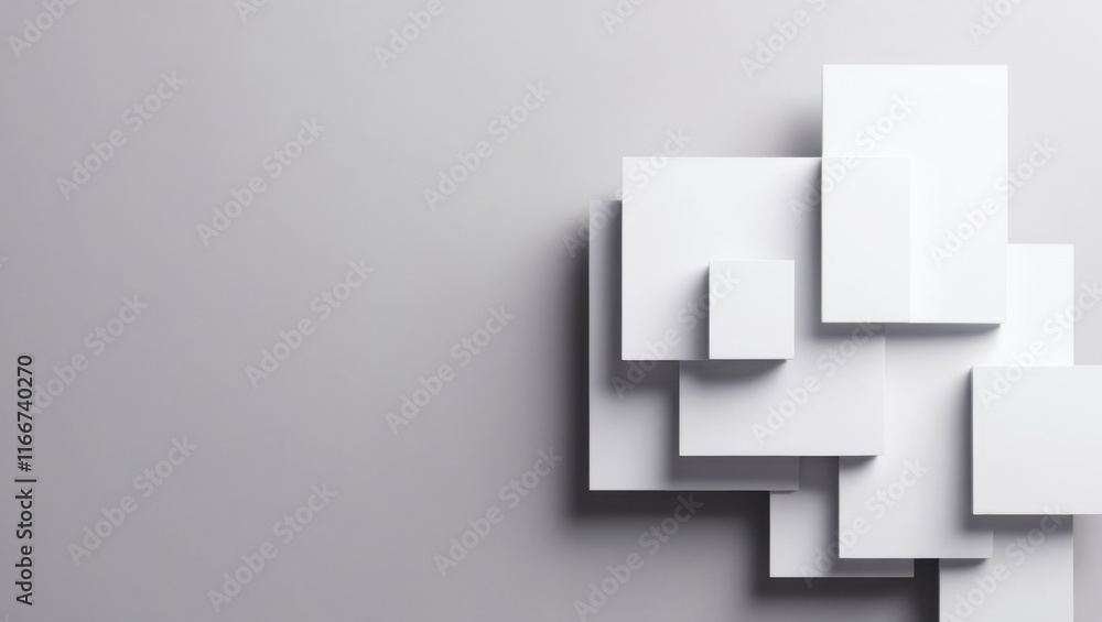 Contemporary White Shapes in Layers. Contemporary White Shapes in Layers.