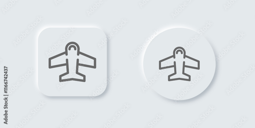 Aviation line icon in neomorphic design style. Airplane signs vector illustration.