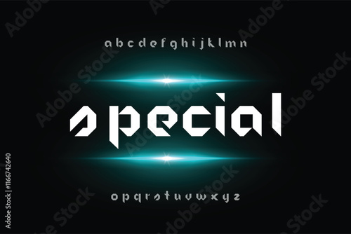 Modern futuristic font, bold sport type, dynamic typeface. Vector typography set of english alphabet letters and numbers with speed action effect. Car race sport modern font, futuristic space typeface photo