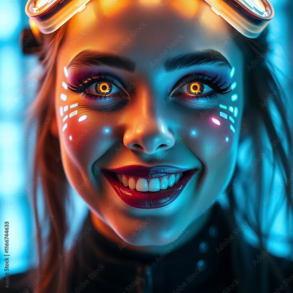 Futuristic Portraits of Cyberpunk Women: Sci-Fi and High-Tech Aesthetics in Virtual Reality Concept, Generative AI Art Futuristic Portraits of Cyberpunk Women: Sci-Fi and High-Tech Aesthetics in Virtual Reality Concept, Generative AI Art